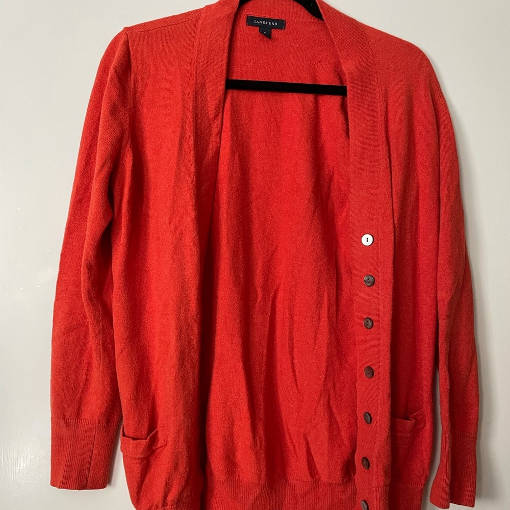 Lands end, sweater, orange red, small